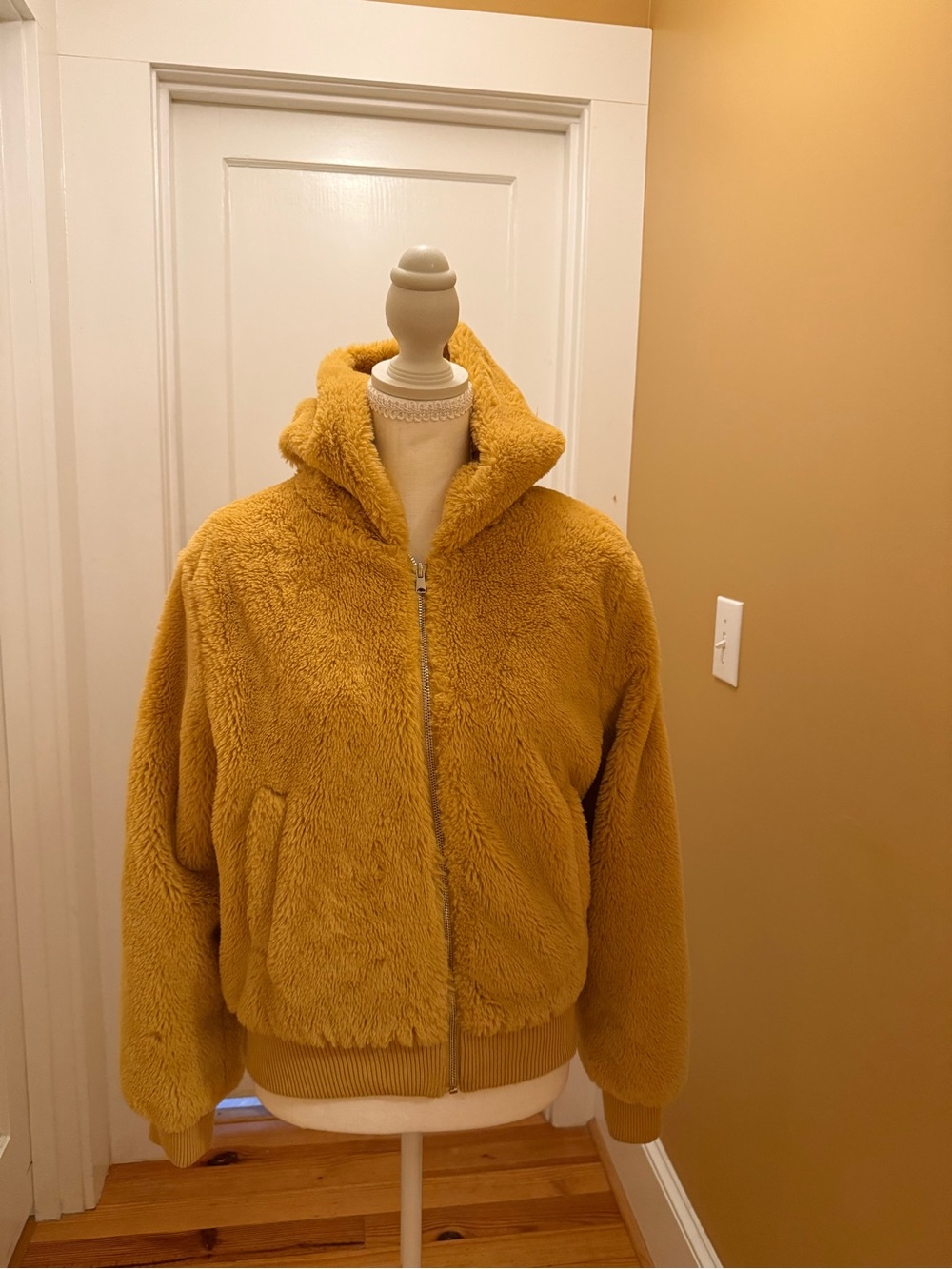Hailey’s Love Jackets Mustard Yellow Faux Fur Teddy Zip Up Jacket